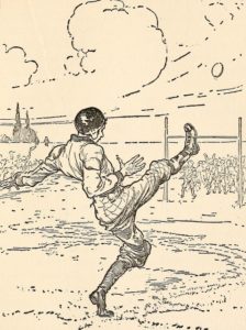 Player kicking a football to score a point